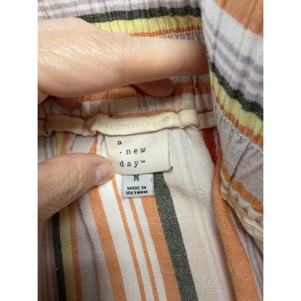 Linen Blend Striped Button-Front Belted Midi/Maxi Skirt Womens M Beach Summer - Picture 7 of 11